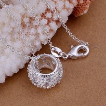 silver plated necklaces pendants inlaid stone circle bisuteria bijoux women J4U66