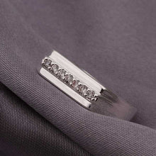 silver plated rings for men inlaid stone middle section smooth anel masculino jewelry display J4U66