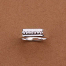 silver plated rings for men inlaid stone middle section smooth anel masculino jewelry display J4U66