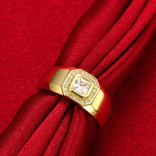 trendy 18k gold plating engagement ring hornless square insets anel masculino 100 hand madeball J4U66