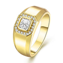 trendy 18k gold plating engagement ring hornless square insets anel masculino 100 hand madeball J4U66