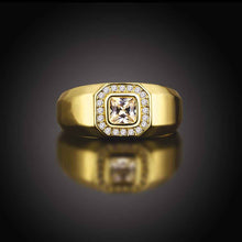 trendy 18k gold plating engagement ring hornless square insets anel masculino 100 hand madeball J4U66