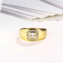 trendy 18k gold plating engagement ring hornless square insets anel masculino 100 hand madeball J4U66
