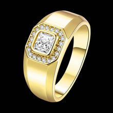 trendy 18k gold plating engagement ring hornless square insets anel masculino 100 hand madeball J4U66