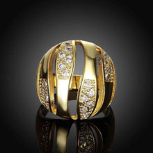 trendy 18k real gold plated engagement ring crystal lines aneis diy skgr31 J4U66