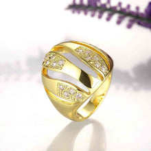 trendy 18k real gold plated engagement ring crystal lines aneis diy skgr31 J4U66