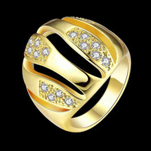 trendy 18k real gold plated engagement ring crystal lines aneis diy skgr31 J4U66