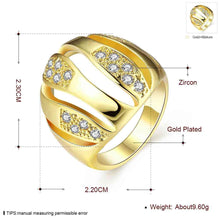 trendy 18k real gold plated engagement ring crystal lines aneis diy skgr31 J4U66