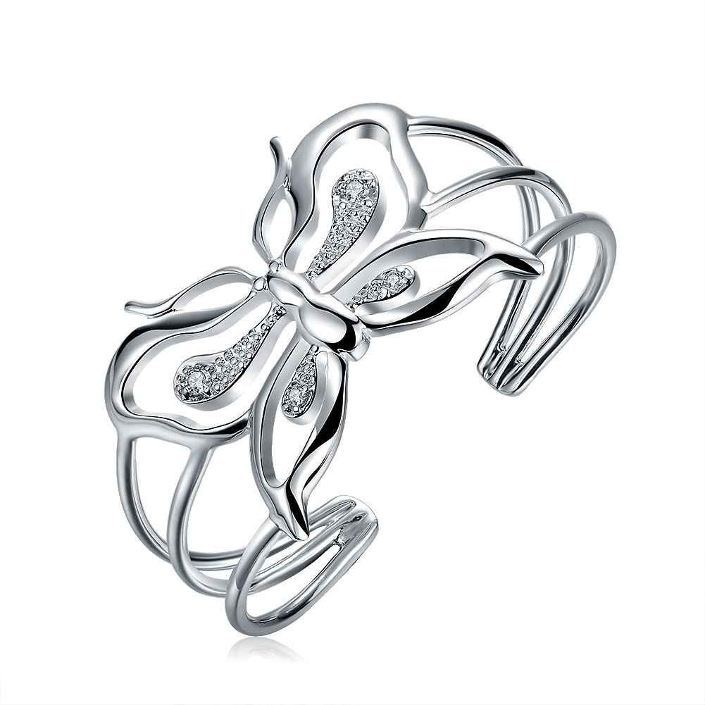 trendy silver plated bangles insets butterfly women wedding bracelet prices in euros smtb10 J4U66