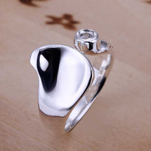 trendy silver plated ring opening concave insets heart bague femme diy hbr05 J4U66