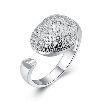 trendy silver plated ring opening concave insets heart bague femme diy hbr05 J4U66