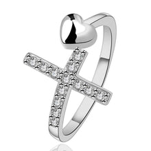 trendy silver plated ring opening concave insets heart bague femme diy hbr05 J4U66
