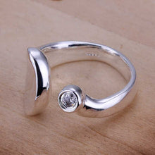trendy silver plated ring opening concave insets heart bague femme diy hbr05 J4U66
