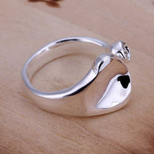trendy silver plated ring opening concave insets heart bague femme diy hbr05 J4U66
