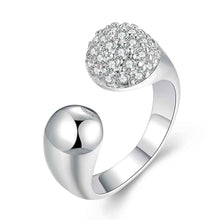 trendy silver plated ring opening concave insets heart bague femme diy hbr05 J4U66