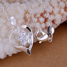 vintage love silver plated pendant heart flower zircon collares mujer prices in euros J4U66
