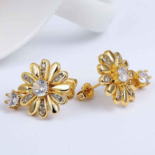 g18k gold plating earing ethnic crystal flower stud pendientes sport  023 J4U66