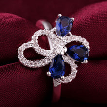 silver engagement rings insets flower sapphire anillos summer jewelry hbr10 J4U66