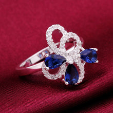silver engagement rings insets flower sapphire anillos summer jewelry hbr10 J4U66