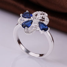 silver engagement rings insets flower sapphire anillos summer jewelry hbr10 J4U66