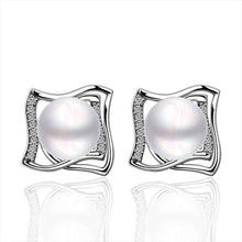 silver earring beads heart imitation pearl stud cuff wedding hbe2 J4U66