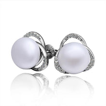 silver earring beads heart imitation pearl stud cuff wedding hbe2 J4U66