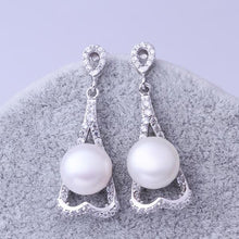 silver earring beads heart imitation pearl stud cuff wedding hbe2 J4U66