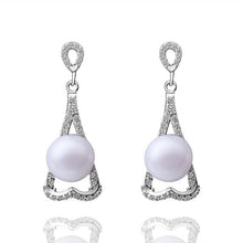 silver earring beads heart imitation pearl stud cuff wedding hbe2 J4U66