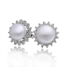 silver earring beads heart imitation pearl stud cuff wedding hbe2 J4U66