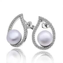 silver earring beads heart imitation pearl stud cuff wedding hbe2 J4U66