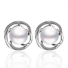 silver earring beads heart imitation pearl stud cuff wedding hbe2 J4U66
