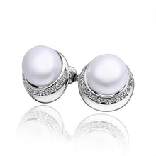 silver earring beads heart imitation pearl stud cuff wedding hbe2 J4U66