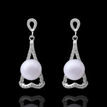 silver earring beads heart imitation pearl stud cuff wedding hbe2 J4U66