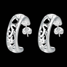silver earrings semi hollow stud earcuff bijouterie smte30 J4U66