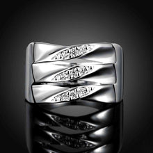 silver plated rings for men crystal parallel anel masculino gift for her smtr73 J4U66