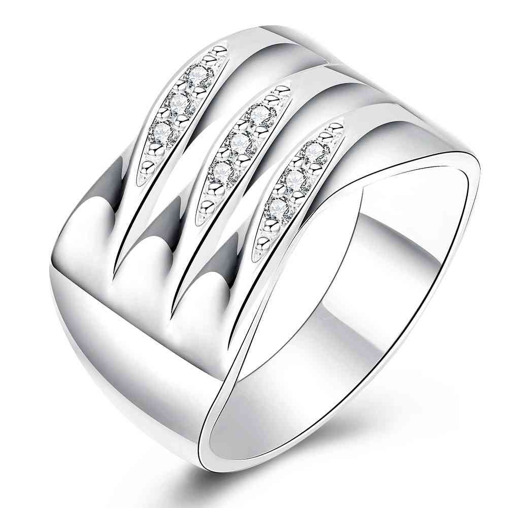 silver plated rings for men crystal parallel anel masculino gift for her smtr73 J4U66