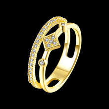 18k gold plating rings for men crystal square bypass bague bijoux women hbr315 J4U66
