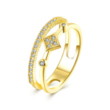 18k gold plating rings for men crystal square bypass bague bijoux women hbr315 J4U66