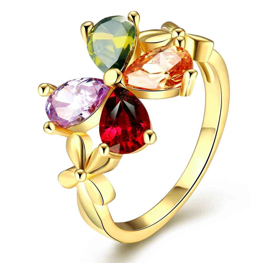 18k gold plating rings for men fourcolor flowers aliancas summer jewelry hbr177 J4U66