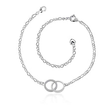 silver plated anklets insets double circle bracelet on a legsmta005 J4U66