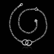 silver plated anklets insets double circle bracelet on a legsmta005 J4U66