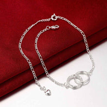 silver plated anklets insets double circle bracelet on a legsmta005 J4U66