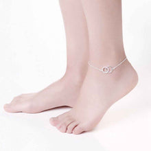 silver plated anklets insets double circle bracelet on a legsmta005 J4U66