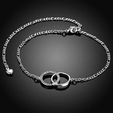silver plated anklets insets double circle bracelet on a legsmta005 J4U66