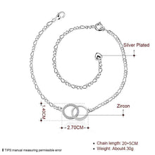 silver plated anklets insets double circle bracelet on a legsmta005 J4U66