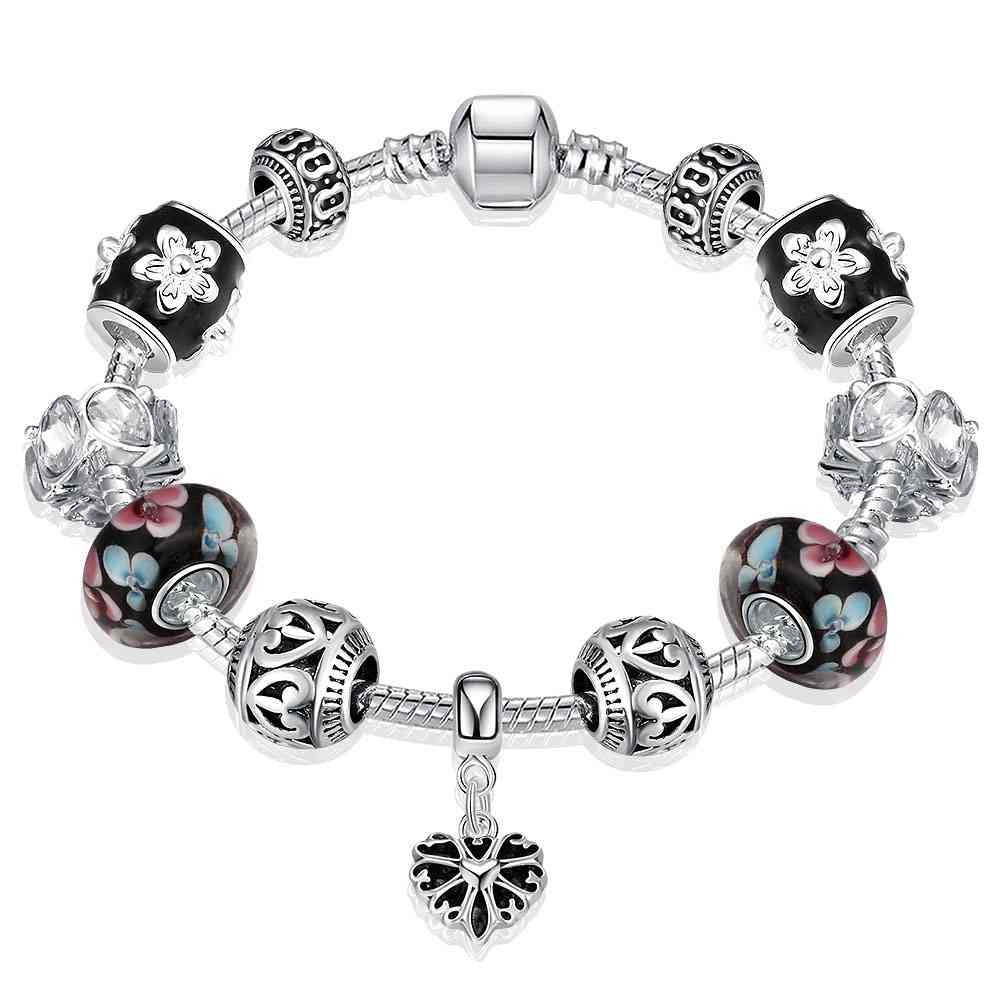 silver plated bracelets double color fall heart pulseiras 100 hand madeball pfdh035 J4U66
