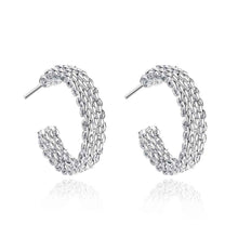 silver plated clip on earrings for women weaved web stud earcuff accessories hbe15 J4U66