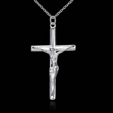 silver plated pendant cross colar vintage J4U66