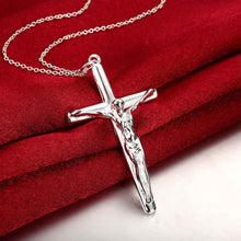 silver plated pendant cross colar vintage J4U66