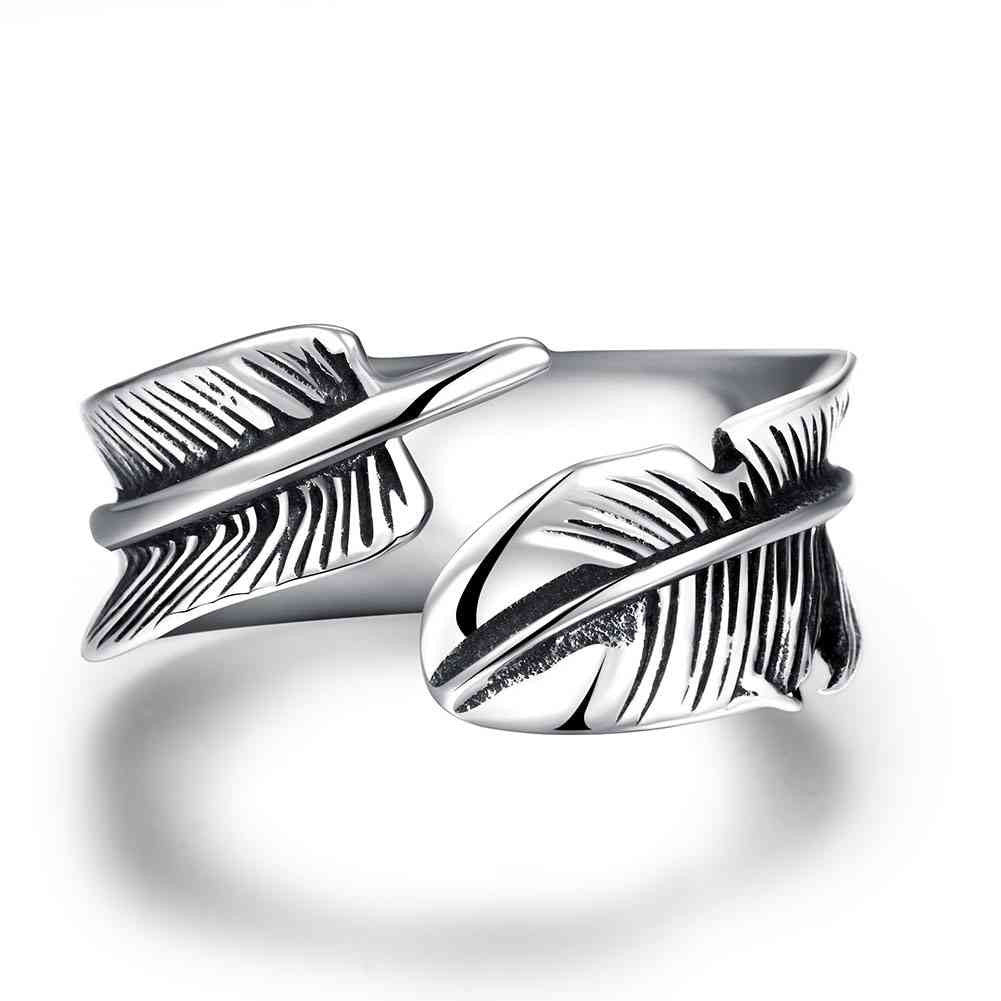 stainless steel ring feather aliancas gift for her mayar241 J4U66